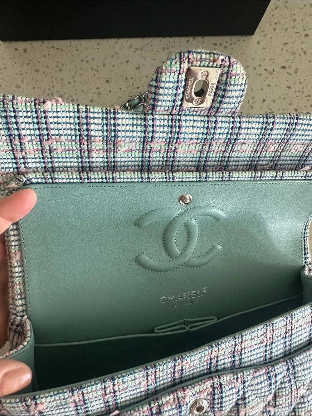 Authentic Chanel Medium Classic Double Flap in Rare Lesage Fantasy Tweed w Box